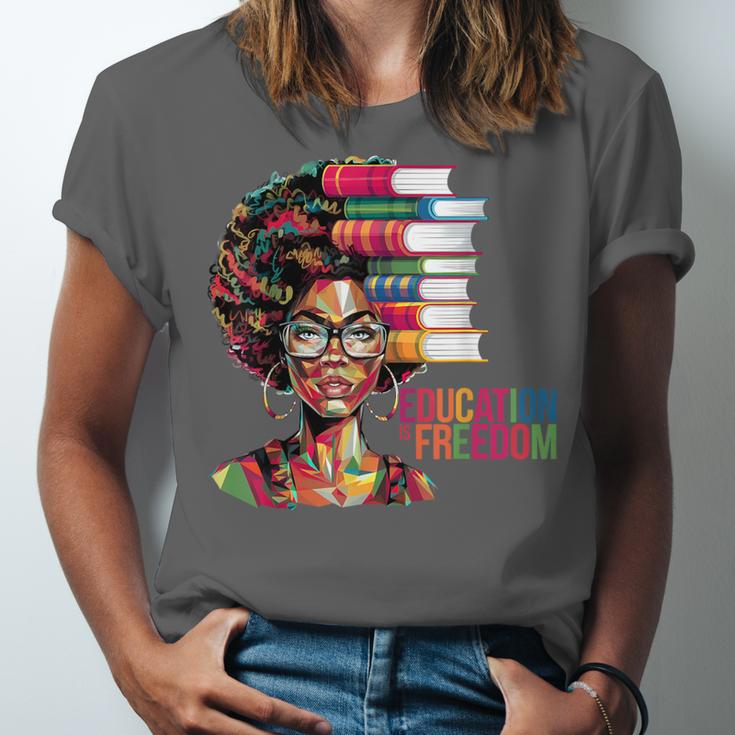 Education Is Freedom History Month Teacher Books Afro Unisex Jersey T-Shirt Education Is Freedom History Month Teacher Books Afro Unisex Jersey T-Shirt