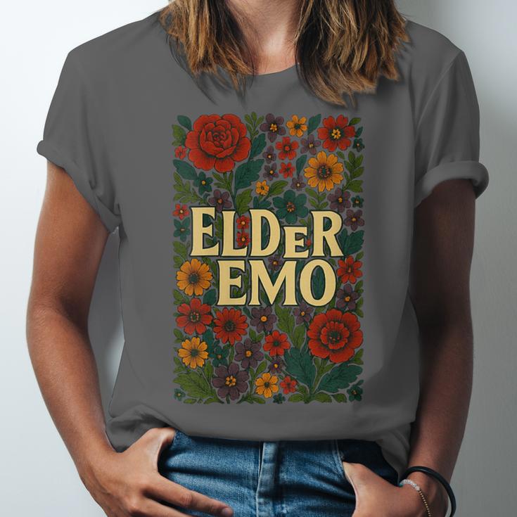 Elder Emo Floral Gothic Vintage Nostalgia Unisex Jersey T-Shirt