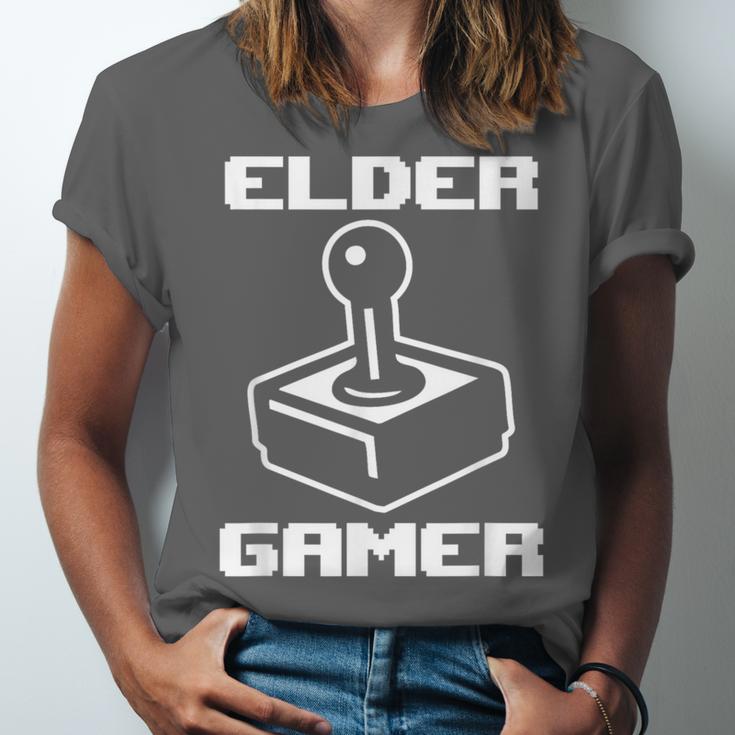 Elder Gamer Retro Video Game Nostalgia Old Gamer Unisex Jersey T-Shirt