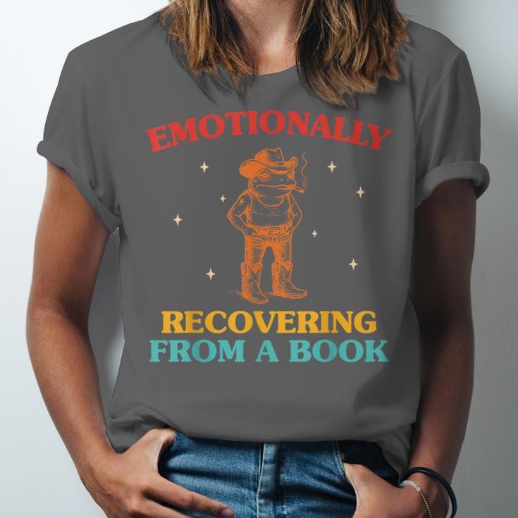 Emotionally Recovering From A Book Frog Unisex Jersey T-Shirt Emotionally Recovering From A Book Frog Unisex Jersey T-Shirt