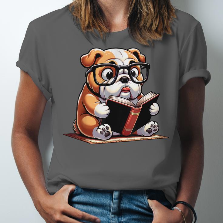 English Bulldog Reading a Book Dog For Men Women Girls Kids Unisex Jersey T-Shirt English Bulldog Reading a Book Dog For Men Women Girls Kids Unisex Jersey T-Shirt