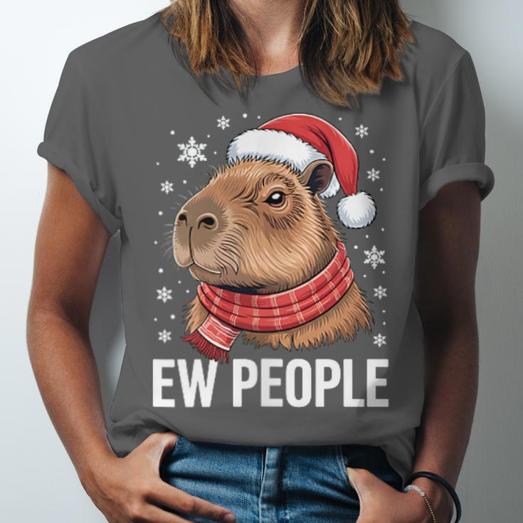 Ew People Capybara Christmas Introvert Holiday Humor Unisex Jersey T-Shirt