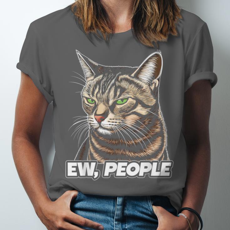 Ew People Cat Tabby Cat Antisocial Grumpy Introvert Unisex Jersey T-Shirt Ew People Cat Tabby Cat Antisocial Grumpy Introvert Unisex Jersey T-Shirt