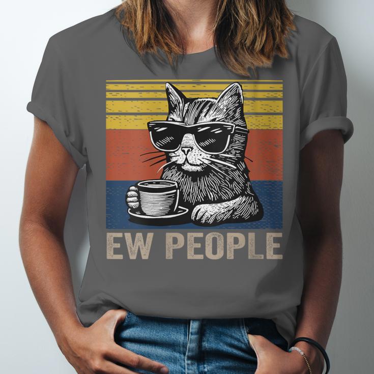 Ew People Introvert Cat Lover Crazy Vintage Cat Lady Unisex Jersey T-Shirt