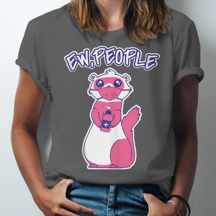 Ew People Introvert Ferrets Saying Mask Ferret Unisex Jersey T-Shirt