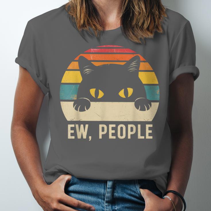 Ew People Retro Cat Vintage Anti-Social Introvert Unisex Jersey T-Shirt