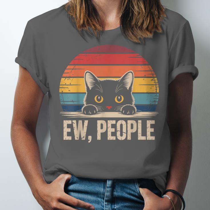 Ew People Retro Vintage Anti Social Cat Introvert Unisex Jersey T-Shirt