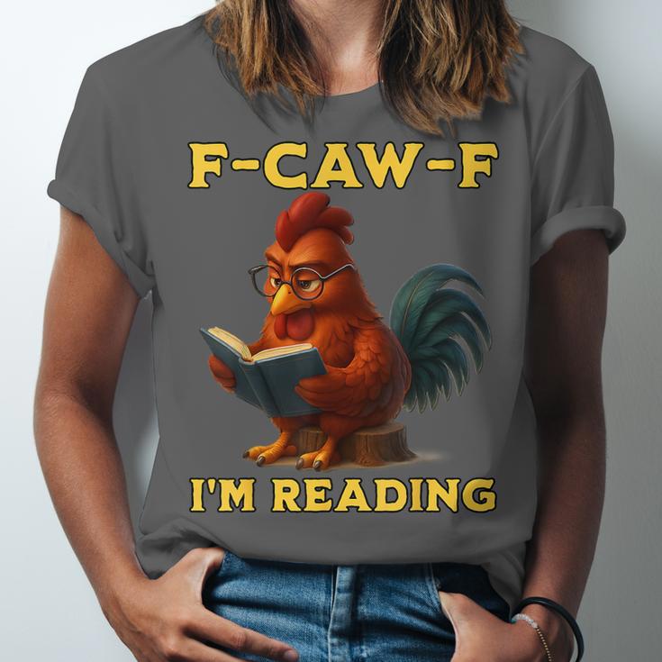 F-CAW-F I'm Reading Chicken Book Lover Introvert Meme Unisex Jersey T-Shirt F-CAW-F I'm Reading Chicken Book Lover Introvert Meme Unisex Jersey T-Shirt