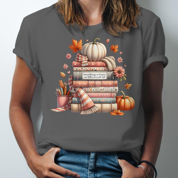 Fall Colors s I Love Fall s Books & Pumpkins Unisex Jersey T-Shirt