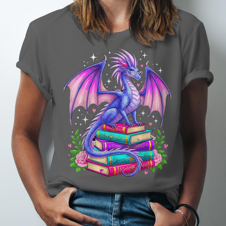 Fantasy Dragon Reading Books Bookworm Unisex Jersey T-Shirt Fantasy Dragon Reading Books Bookworm Unisex Jersey T-Shirt