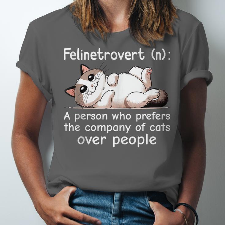 Felinetrovert Definition Cat Lover Introvert Humor Cats Unisex Jersey T-Shirt