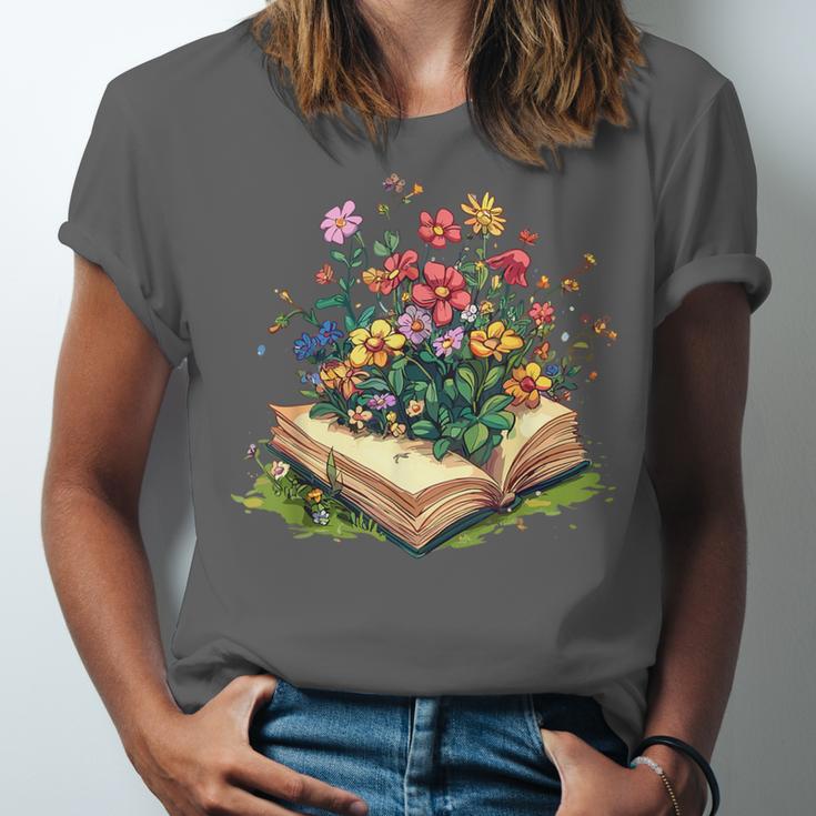 Floral Book Bloom Wildflowers Literature Nature Fantasy Unisex Jersey T-Shirt