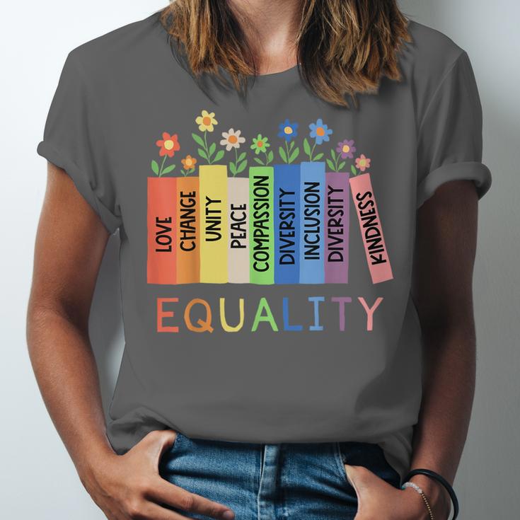Floral Book Equality Human Rights Social Justice Peace Love Unisex Jersey T-Shirt