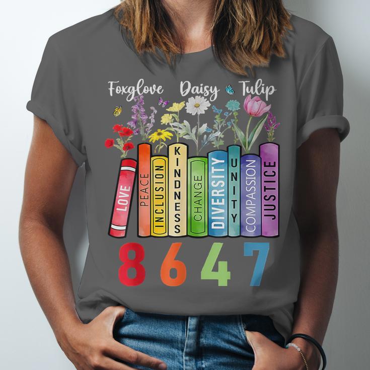 Floral Foxglove Daisy Tulip 8647 Books Lover Blooming Flower Unisex Jersey T-Shirt