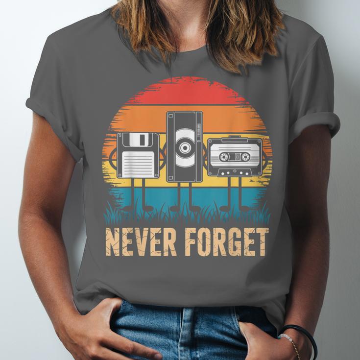 Never Forget Retro 80s 90s Floppy VHS Cassette Nostalgia Unisex Jersey T-Shirt Never Forget Retro 80s 90s Floppy VHS Cassette Nostalgia Unisex Jersey T-Shirt