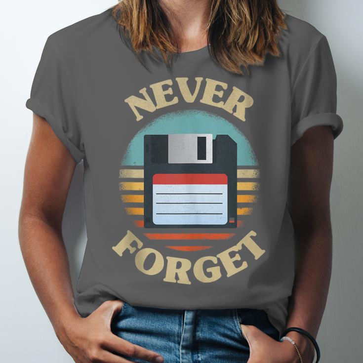 Never Forget Retro Diskette Nostalgia Vintage Unisex Jersey T-Shirt