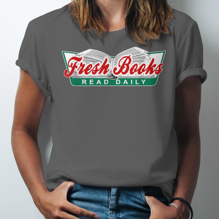Fresh Books Read Daily Saying Reading And Book Unisex Jersey T-Shirt Fresh Books Read Daily Saying Reading And Book Unisex Jersey T-Shirt