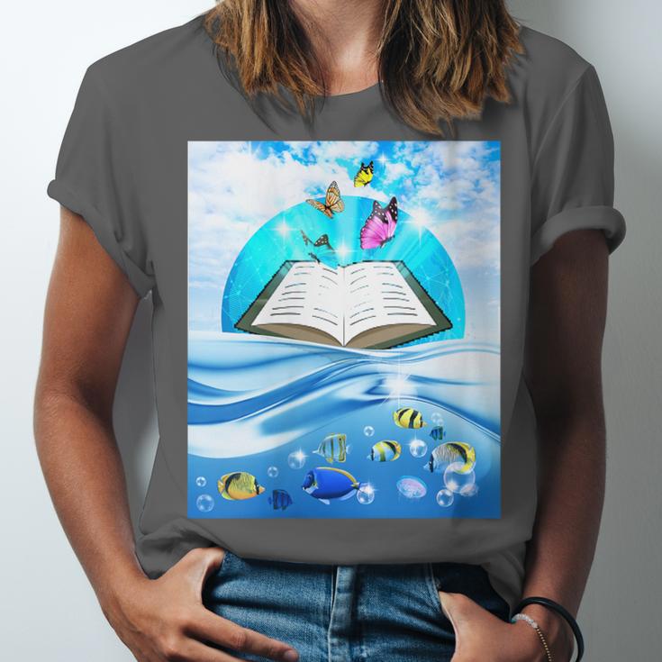 Frutiger Aero Aesthetic Tech Book Butterfly Unisex Jersey T-Shirt