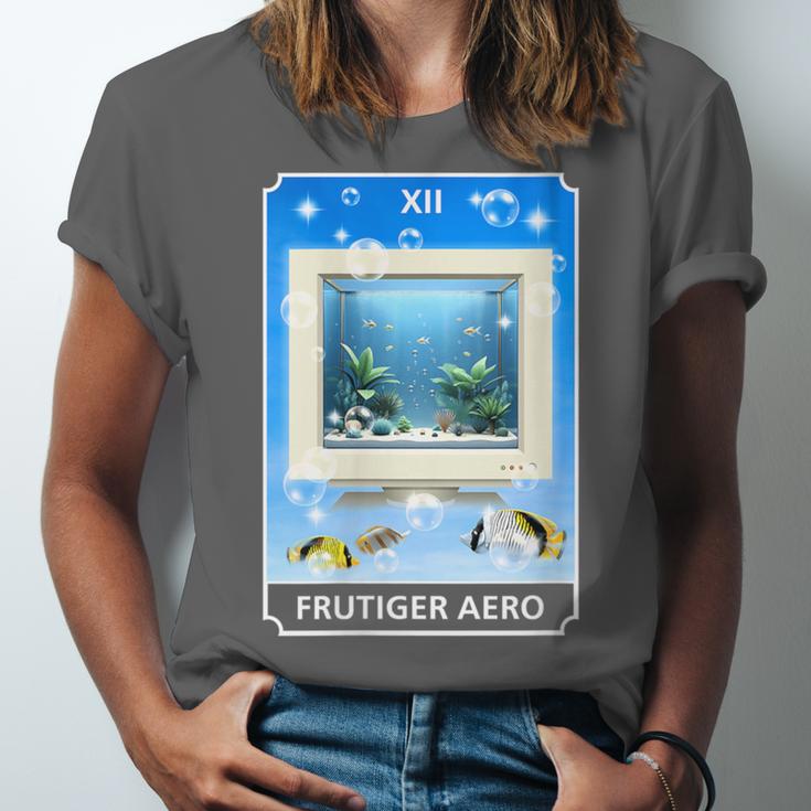 Frutiger Aero Aesthetic Tech Computer Aquarium Tarot Card Unisex Jersey T-Shirt