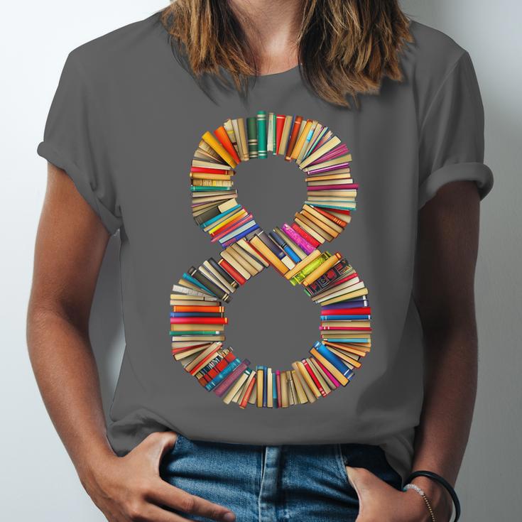 Fun 8th Birthday Books Themed 8 Years Old Boys Kids Girls Unisex Jersey T-Shirt