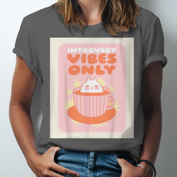 Fun Cool Cute Introvert Cat Character Quote Tea Cup For Men Women Unisex Jersey T-Shirt Fun Cool Cute Introvert Cat Character Quote Tea Cup For Men Women Unisex Jersey T-Shirt