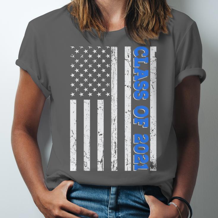 Funny Class Of 2021 American Flag Senior Graduation Unisex Jersey T-Shirt