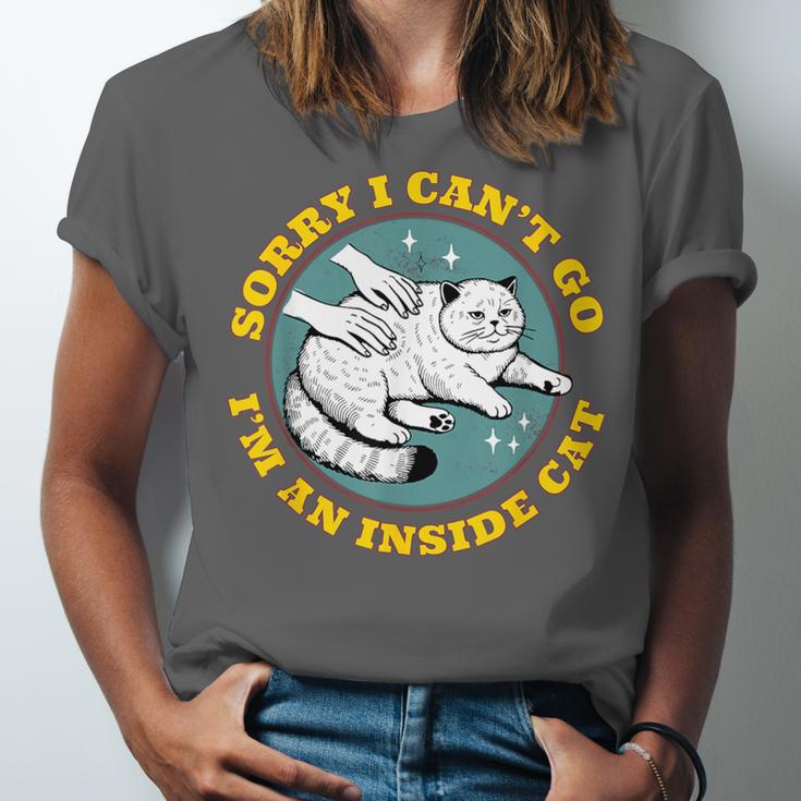 Funny Introvert Cat I Can't Go I'm An Inside Cat Homebody Unisex Jersey T-Shirt
