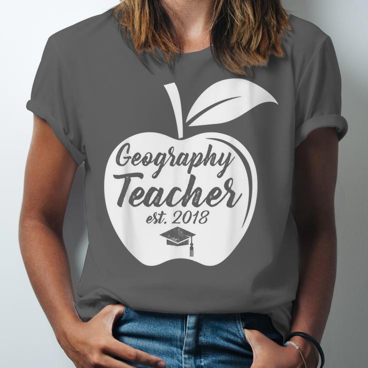 Geography Teacher Est 2018 School GraduationShirt Unisex Jersey T-Shirt