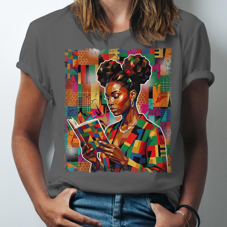 Geometric History Educated Women Reading Book Melanin Unisex Jersey T-Shirt