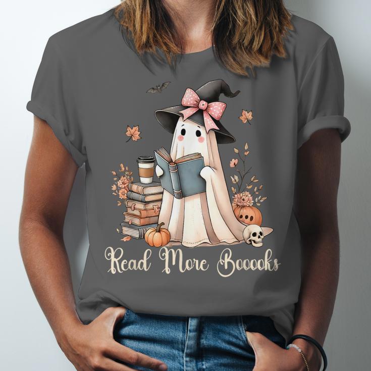 Ghost Reading Book Coquette Bow Halloween Girl Kid Teacher Unisex Jersey T-Shirt Ghost Reading Book Coquette Bow Halloween Girl Kid Teacher Unisex Jersey T-Shirt