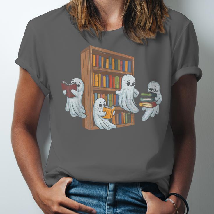 Ghosts Reading Books Teacher Halloween Librarian Book Lover Unisex Jersey T-Shirt Ghosts Reading Books Teacher Halloween Librarian Book Lover Unisex Jersey T-Shirt