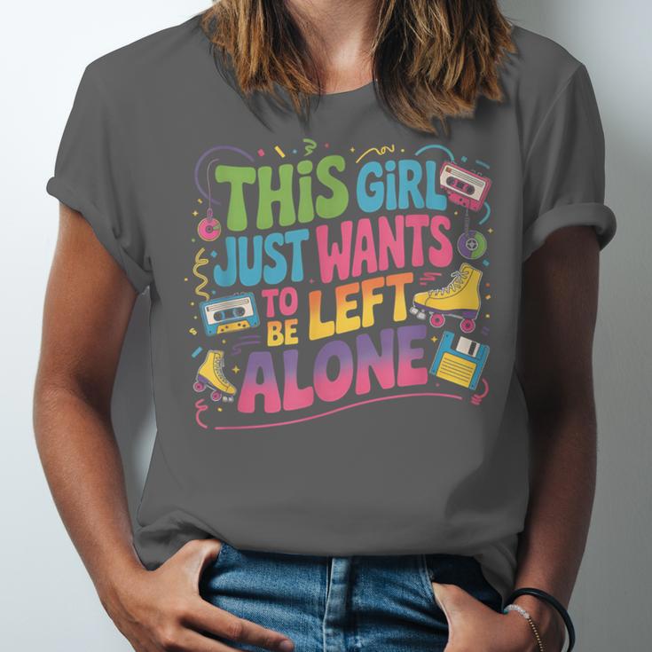 This Girl Just Wants To Be Left Alone Retro Nostalgia Unisex Jersey T-Shirt