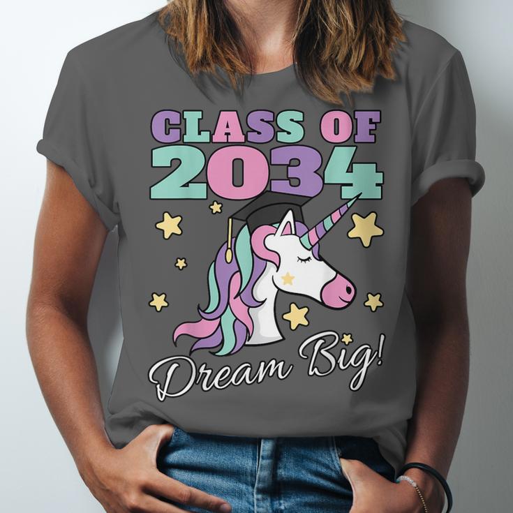 Girls Class Of 2034 Magical Unicorn Graduation Cap Unisex Jersey T-Shirt