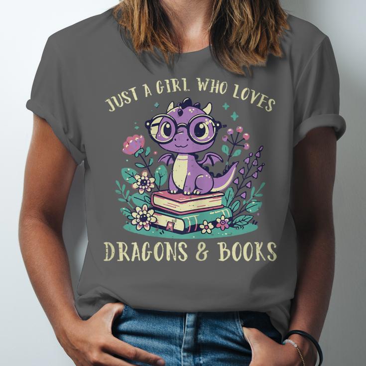 Girls Loves Dragon Books Fantasy Girls Kids Toddler Women Unisex Jersey T-Shirt