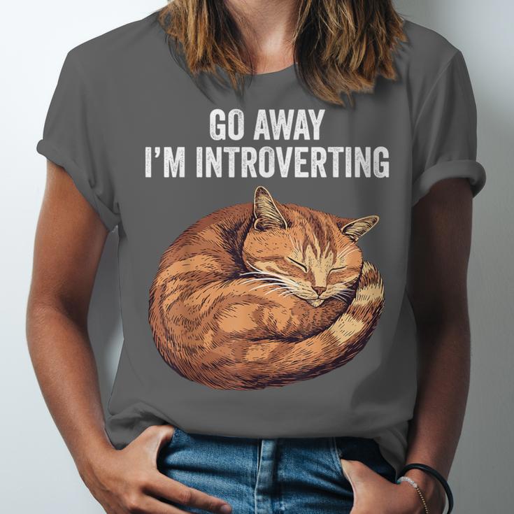 Go Away I'm Introverting Cat Introvert Men Women Girls Kids Unisex Jersey T-Shirt