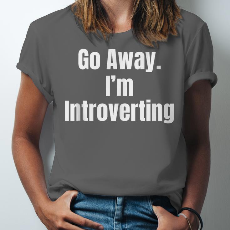 Go Away I'm Introverting Humor Sarcastic Geek Gamer Jokes Unisex Jersey T-Shirt Go Away I'm Introverting Humor Sarcastic Geek Gamer Jokes Unisex Jersey T-Shirt