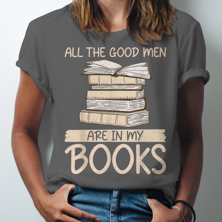 All The Good Men Are In My Books Romance Novel Unisex Jersey T-Shirt