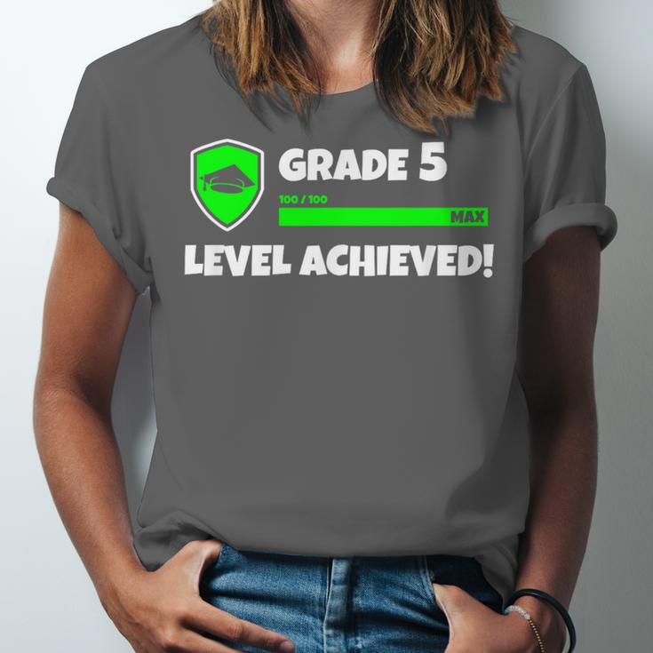 Grade 5 Level Achieved Video Gamer 5th Grade Graduation Unisex Jersey T-Shirt