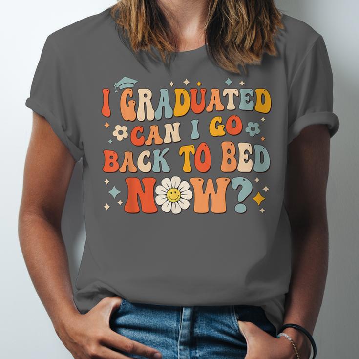 I Graduated Can I Go Back To Bed Now Graduation Groovy Unisex Jersey T-Shirt
