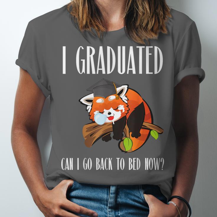 I Graduated Can I Go Back To Bed Sleepy Red Panda Graduation Unisex Jersey T-Shirt