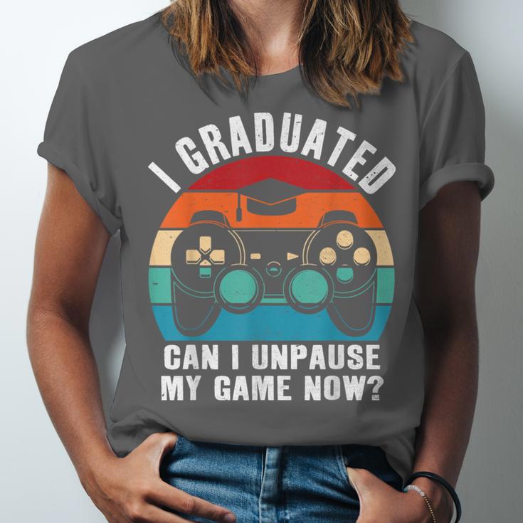 I Graduated Can I Unpause My Game Now Retro Graduation Unisex Jersey T-Shirt