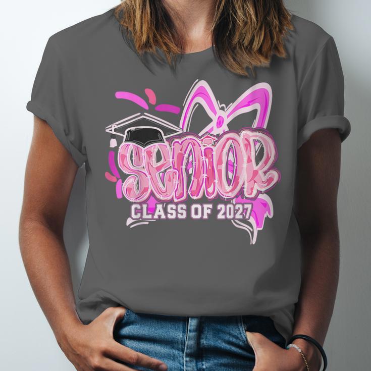 Graduation 2027 Senior 2027 Class Of 2027 Coquette Pink Girl Unisex Jersey T-Shirt