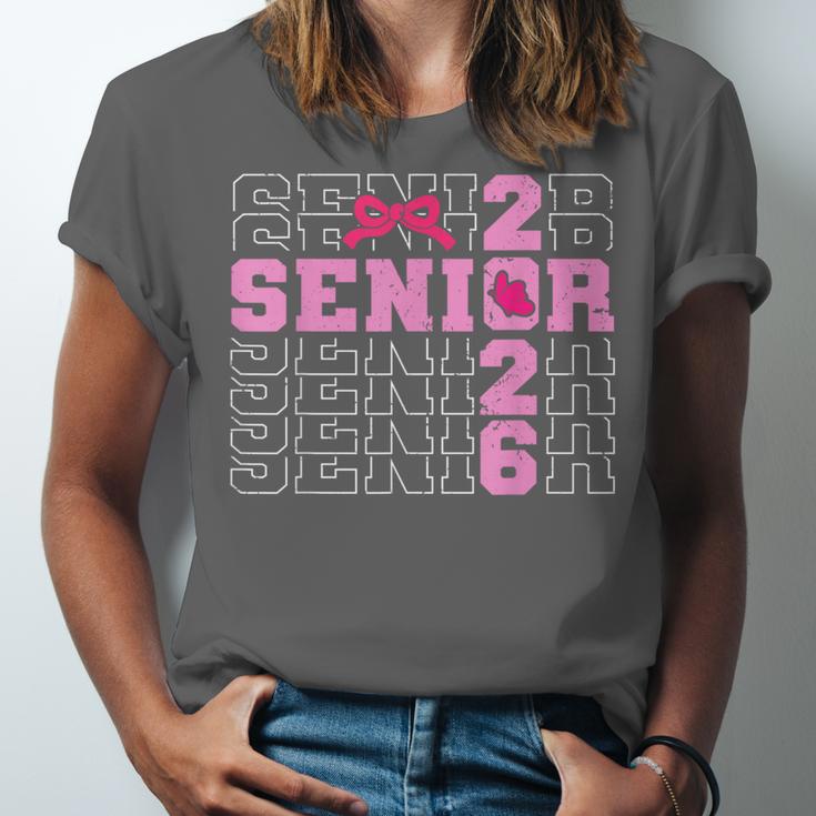 Graduation Class Of 2026 Senior 2026 Pink Bow Coquette Unisex Jersey T-Shirt