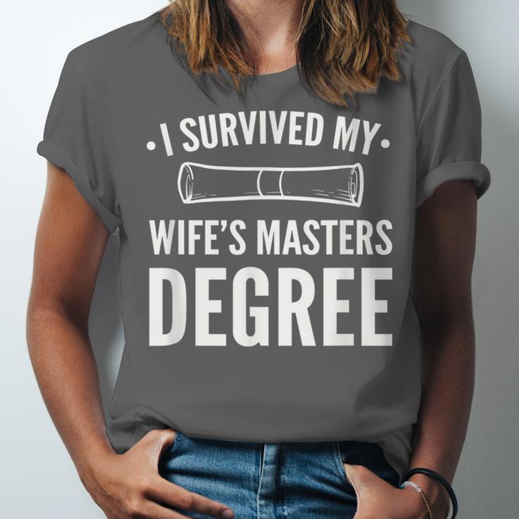 Graduation Day Husband I Survived My Wifes Masters Degree Unisex Jersey T-Shirt