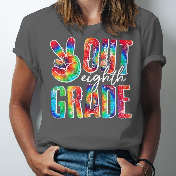 Graduation Peace Sign Out Eighth Grade Tie Dye Hippie Unisex Jersey T-Shirt