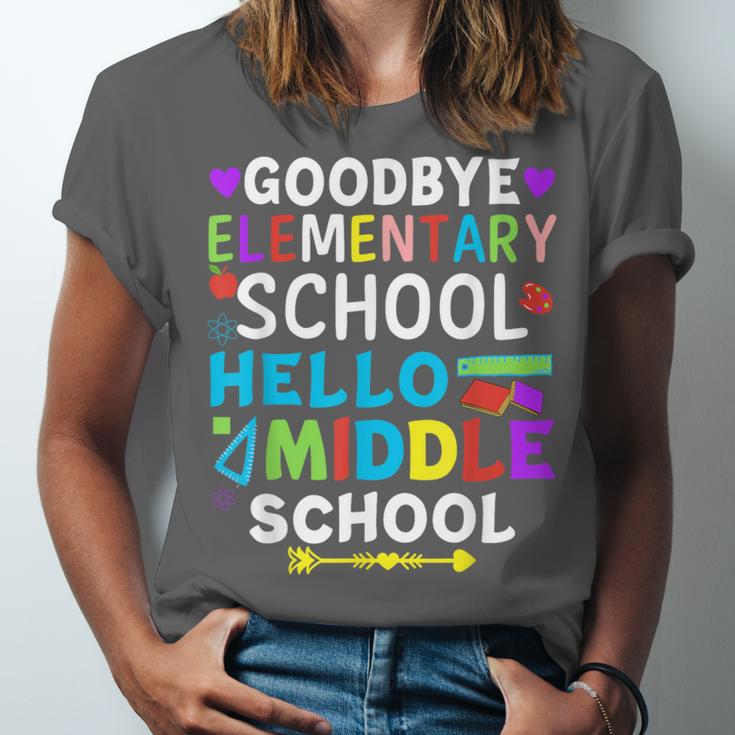 Graduation Shirt For 5th Grader Goodbye Hello Middle School Unisex Jersey T-Shirt
