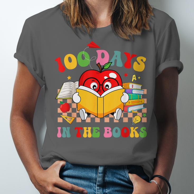 Groovy 100 Days In The Books Reading 100th Day Of School Unisex Jersey T-Shirt Groovy 100 Days In The Books Reading 100th Day Of School Unisex Jersey T-Shirt