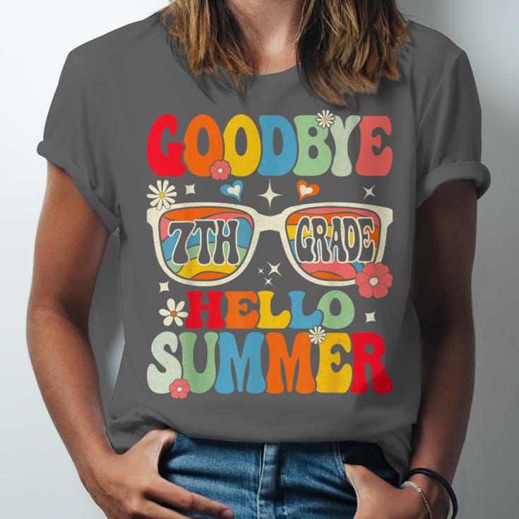 Groovy Goodbye 7th Grade Graduation Hello Summer Kids Unisex Jersey T-Shirt