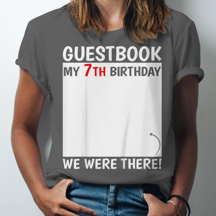 Guestbook 7th Birthday 7 Year Old Born 2018 Bday Unisex Jersey T-Shirt