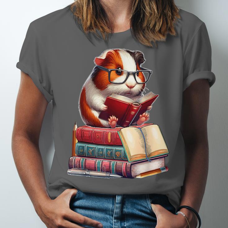 Guinea Pig Reading Books Matching Bookworm Readers Librarian Unisex Jersey T-Shirt